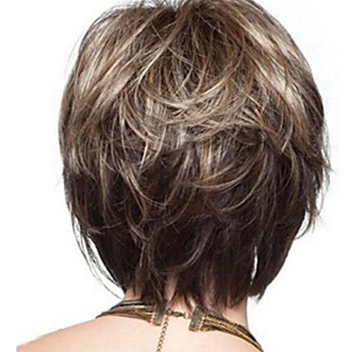 Perucas De Cabelo Loiro Curto Com Franja Peruca Ondulada