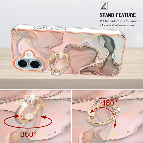 Funda Para La Serie Xiaomi, Funda Con Soporte Para Anillos, Soporte De Pie, Material De Pc Ultradelgado, Funda Protectora A Prueba De Golpes, Oro Rosa