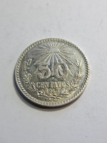 Moneda 50 Centavos Mexico 1943 Plata