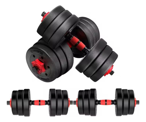 Set Mancuernas 30kg Ajustables Convertible Pesas Barra Juego Negro