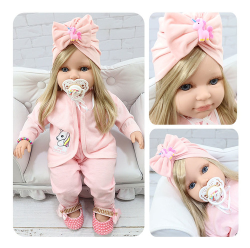Boneca Tipo Bebê Reborn Realista Com Vários Itens