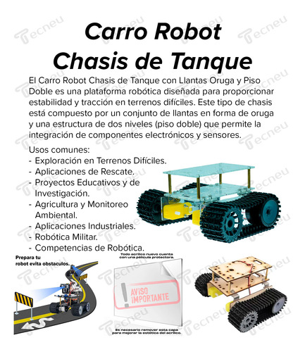 Carro Robot Programable Chasis Tanque Llantas Oruga 2 Pisos