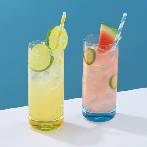 Joyjolt Hue - Juego De 6 Vasos Altos Para Beber Vasos De Cóctel De 13 Onzas, Juego De Vasos De Whisky Bourbon, Vaso De Vidrio Mojito, Vasos Tom Collins, Vasos De Agua. Juegos De Cristalería Sin Plomo
