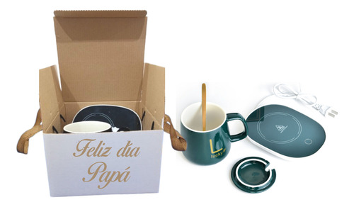 Taza De Cerámica Importada Con Base Calentador Eléctrico Rosa