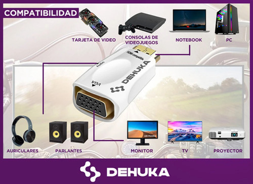Dehuka Adaptador Conversor Hdmi A Vga Con Audio