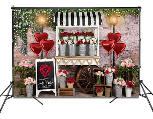 Fondo Fotográfico De San Valentín Atrezzo Tienda De Flores