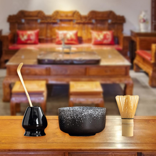 Juego De 4 Piezas De Accesorios Para Té Matcha, Kit Negro