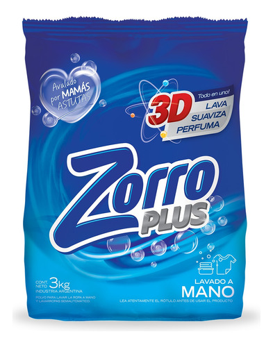 Jabón en polvo Zorro Alta Espuma Clásico bolsa  3 kg