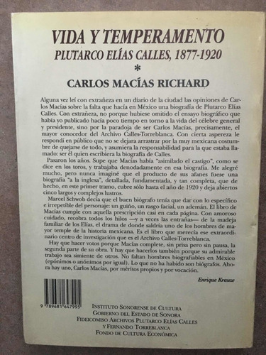 Vida Y Temperamento Plutarco Elías Calles, 1877-1920.