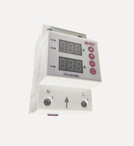 Imagen 2 de 4 de Protector Tension Baw Monofasico 63a Din Digital Volt Amper