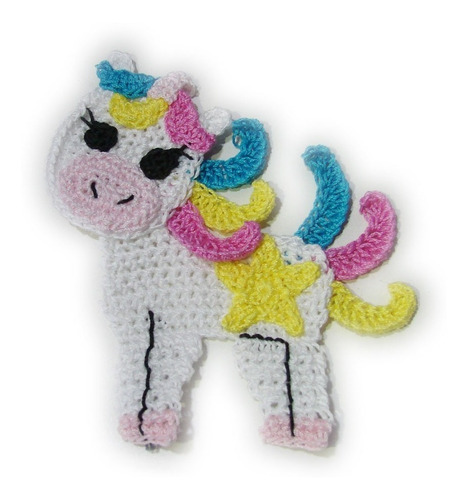 Unicornio Aplique Tejido Crochet Hilo Souvenir (pack X 10)
