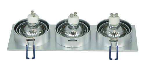 Base Empotrable Para Mr16 Plata 50w 3 Luces Lumimexico 5922-4 Color Gris