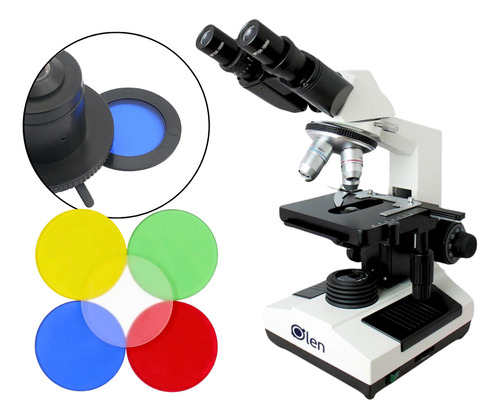 Microscópio Binocular 1600x + 5 Filtros Óptico Com Cor Branco 110v/220v