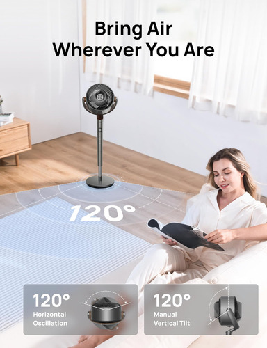 Ventilador Dreo Para Quarto, Ventilador Oscilante De 120 °