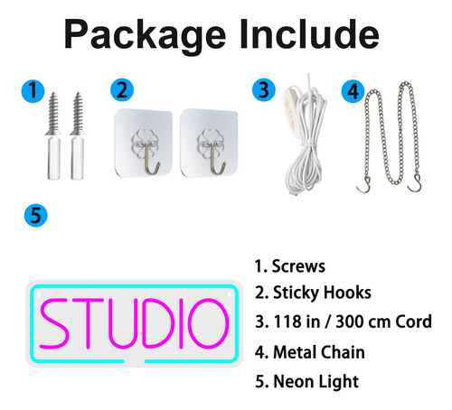 Estudio Con Luz Led De Neón, Letrero, Decoración De Pared Pa