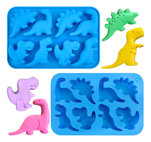 2 Moldes De Silicone Para Doces E Gomas De Dinossauros