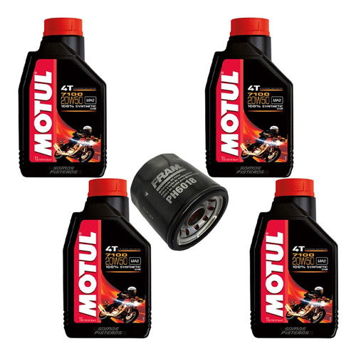 Kit 4l Aceite Motul 7100 10w40 Filtro Fram R6 R1 Gsxr Cbr 