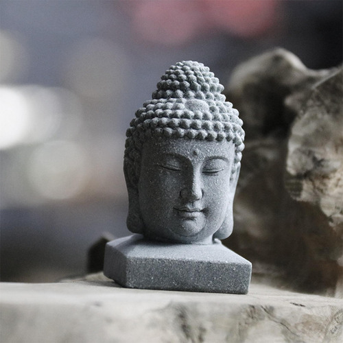 Estatua De Buda De Piedra Arenisca, Adornos De Figuritas