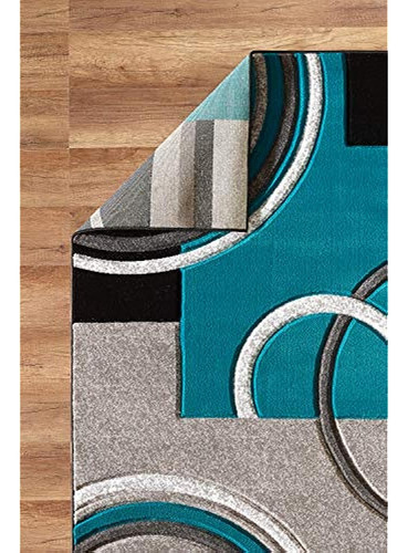 Glory Rugs Area Alfombra Moderna 5x7 Turquesa Suave Tallada