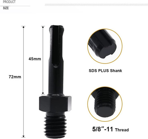 Adaptador De Broca De Núcleo 5/8 A 11 Rosca Macho A Vástago