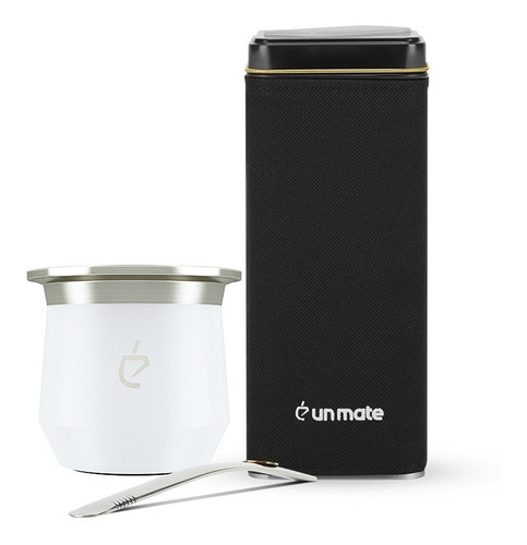 Imagen 1 de 8 de Un Mate Acero + Bombilla Acero Inoxidable + Yerbera Un Mate