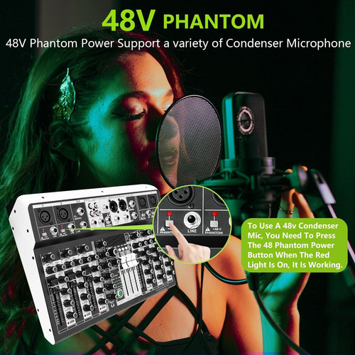 Profesional Consola De Sonido De 8 Canales, Usb Entrada Mp3