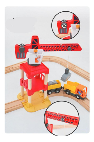 Juego De Vías De Tren De Madera Con Puente Para Niños Y