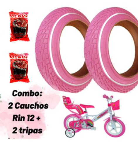 Combo 2 Cauchos P/bicicleta Rin 12 + 2 Tripas + Envío Gratis