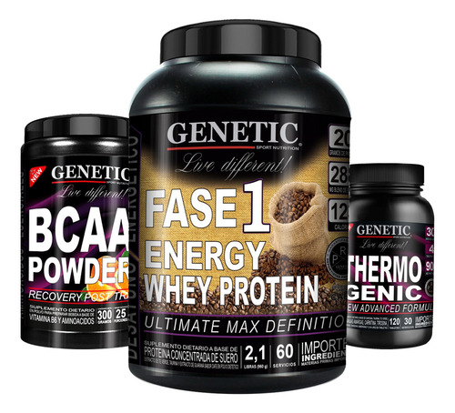 Músculos Magros Proteína Fase 1 + Bcaa + Thermogenic Genetic
