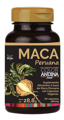 Maca Peruana Amarela 60 Cápsulas Veganas  Andina Food