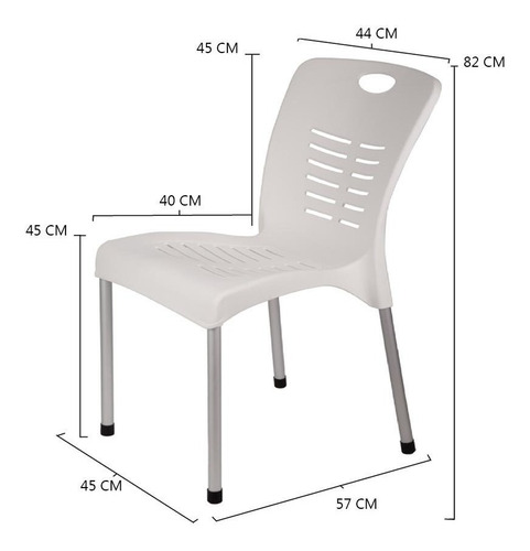 Imagen 3 de 7 de Combo 4 Sillas Syrah Apilables Patas De Aluminio Reforzada