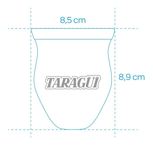 Imagen 5 de 5 de Mate De Vidrio Grande Taragüi Negro Boca Ancha