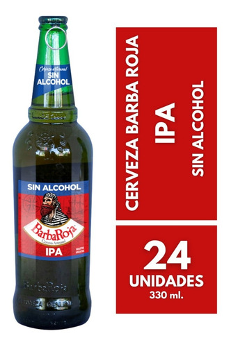 Imagen 1 de 10 de Cerveza Barba Roja Ipa Sin Alcohol Pack X 24 X 330ml. 