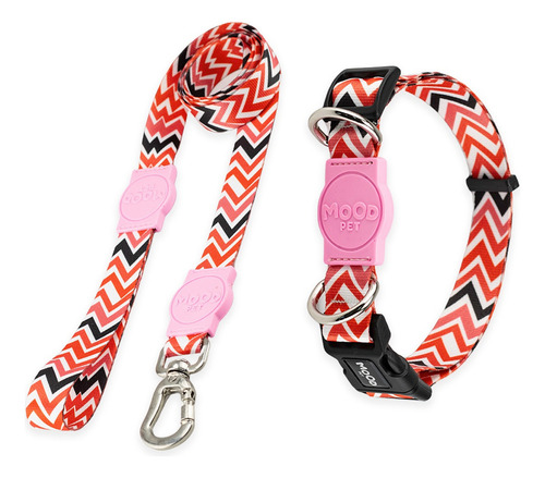 Coleira Para Cachorro Com Guia Cães Mood Pet Cor Fine Rosa Tamanho Pequeno Adestramento Passeio