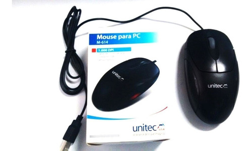 Mouse Alámbrico Para Pc Unitec M-614 Usb 1000 Dpi Color Negro