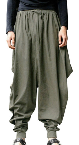 Pantalones De Hombre De Algodón De Color Sólido Harem Grande 