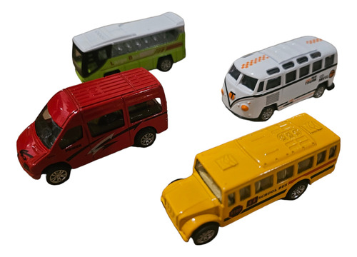 Bus Combi Camioneta Camión De Friccion (coleccion Con 4 Pzs)