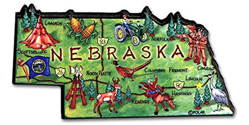 Imán Para Nevera Nebraska El Estado Cornhusker Artwood Jumbo