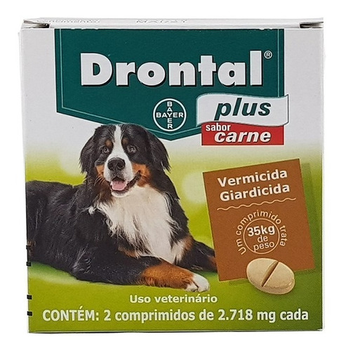 Vermífugo Drontal Cães Até 35 Kg C/ 2 Comprimidos Bayer