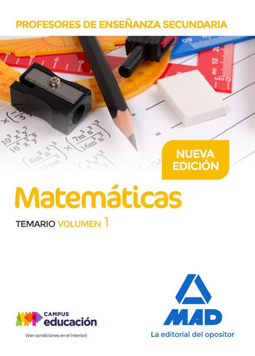 Profesores De Enseãâ±anza Secundaria Matemãâ¡ticas Temario Volumen 1, De García Lucas, Isabel. Editorial Mad, Tapa Blanda En Español