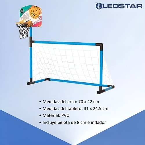Arco De Futbol Infantil Pvc Con Aro De Basquetbol Desarmable