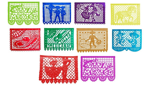 Papel Picado 10 Tiras Charreria / Fiesta Mexicana  Plástico