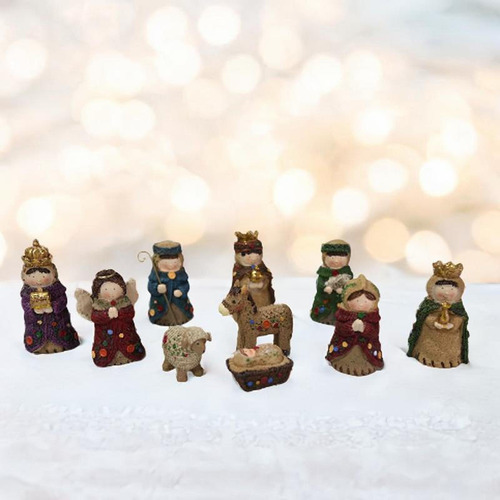 Juego De Belén Con Figuras Navideñas De 10 Piezas Para