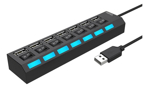 Hub Usb Multiplicador 7 Puertos Usb 2.0 + Switch On/off Hub