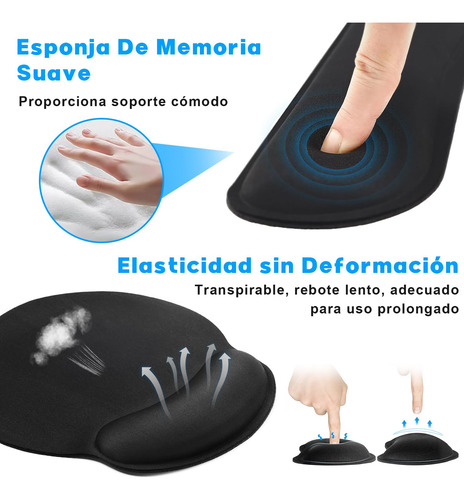 Pack De 3 Almohadillas Ergonomicas Para Mouse Y Teclado