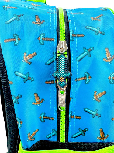 Mochila Escolar Minecraft Survival Primaria Ruz Original Azul Minecraft