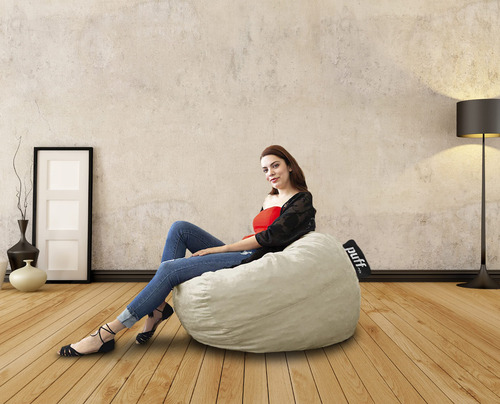 Puff Sillón 2 En 1 Con Cama Individual Color Arena