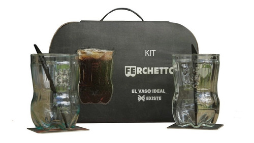 Ferchetto Vaso X2 Fernet Bacha Vidrio 800 Ml Gift Bag Doble