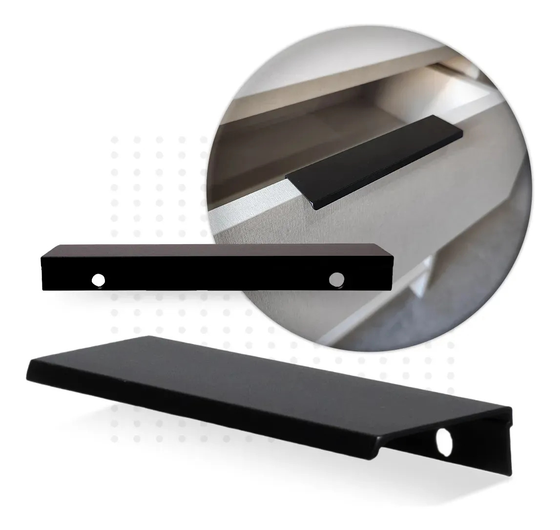 Kit 10 Unidades Puxadores Slim Alumínio Para Móveis Cor Preto fosco