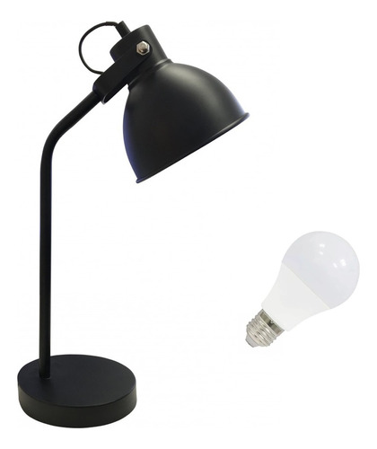 Lámpara De Mesa Pixar Negra + Lámpara Led 5w - Unilux